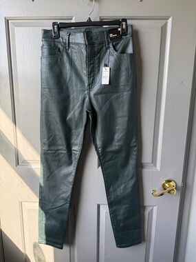 Express Shimmering Forest Green Faux Leather Pants